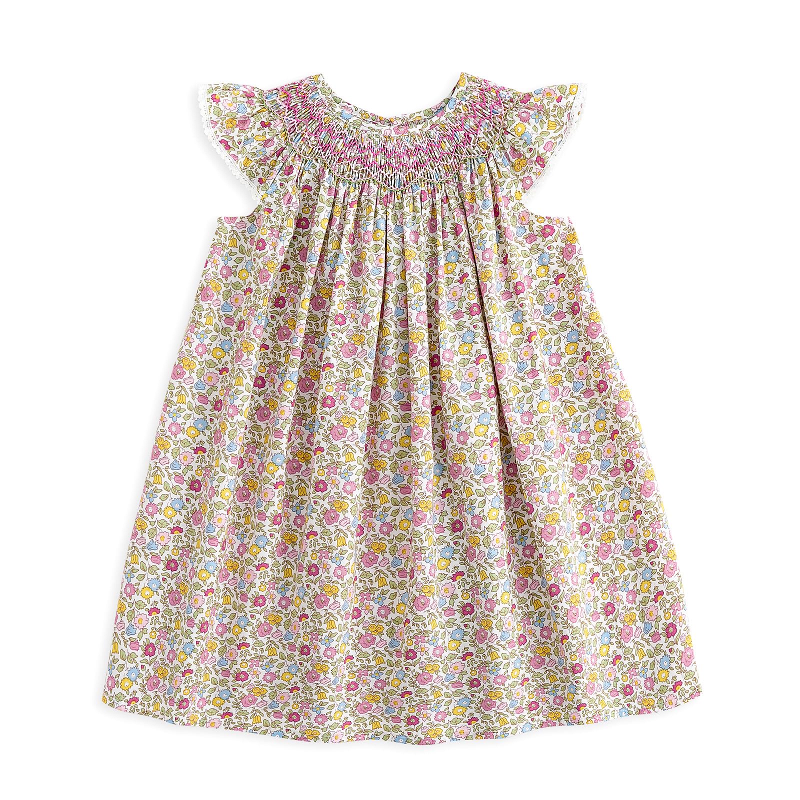 Simplee kids Baby Girl Smocked Dress Summer Casual Short Sleeve Dresses Floral Print Sundress Princess Dress for Toddlers