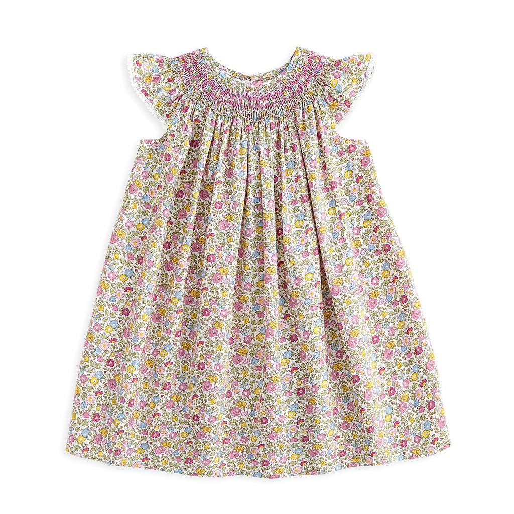 Simplee kids Baby Girl Smocked Dress Summer Casual Short Sleeve Dresses Floral Print Sundress Princess Dress for Toddlers