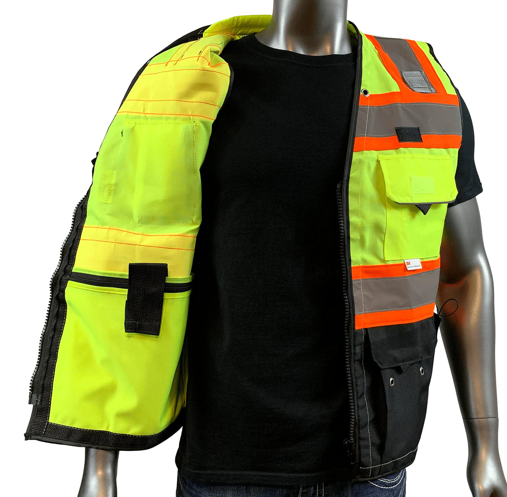 Men's Black Series Safety Vest with Zipper and Utility Pockets (Medium, Black)