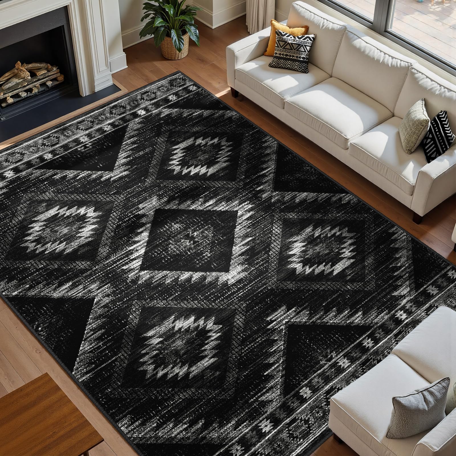 BESTSWEETIE Area Rug 2x3 Rug Machine Washable Non-Slip Low Pile Print Pattern Western Rug for Living Room Bedroom Entryway Tribal Series-Abstract/Cowhide