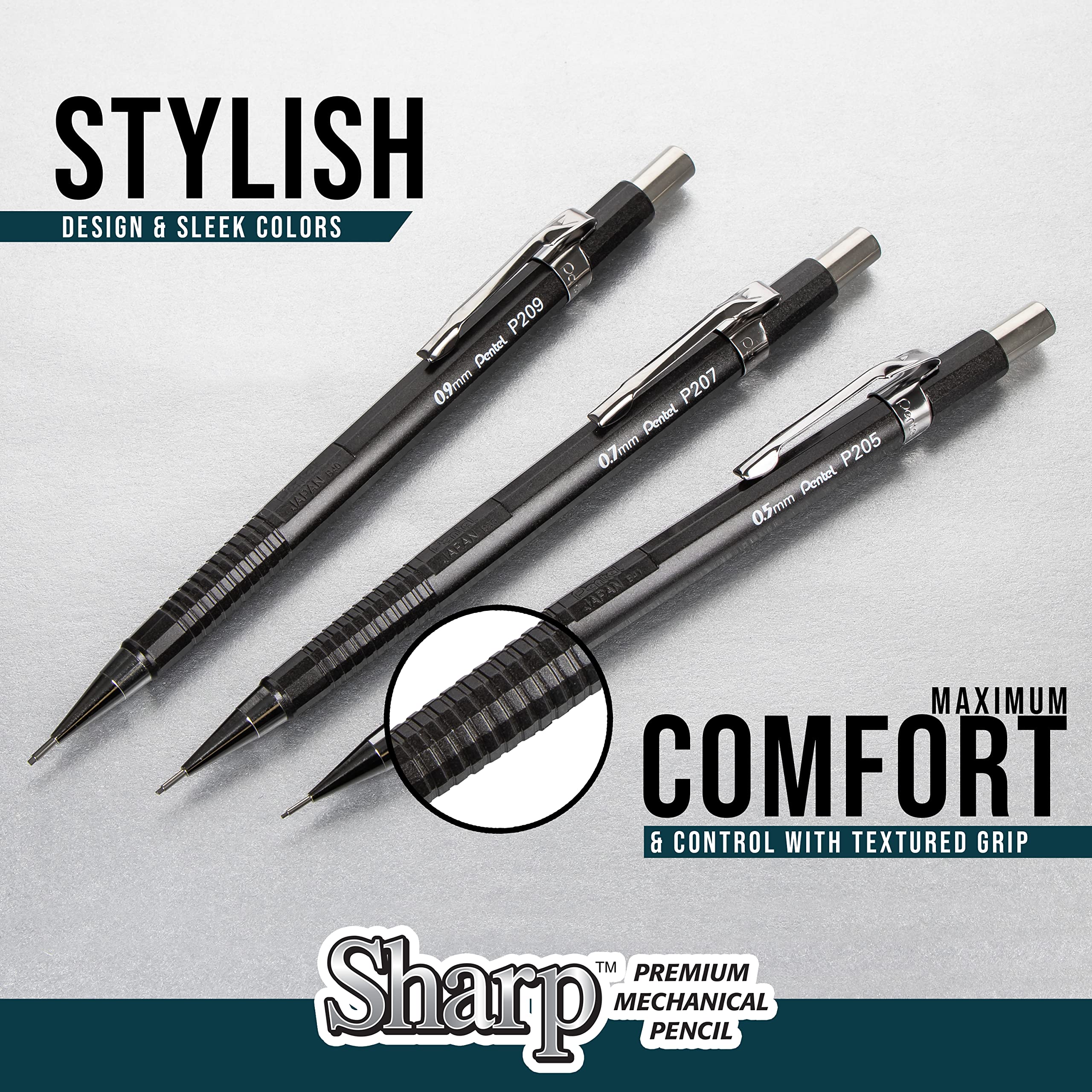 Pentel Sharp Mechanical Pencil, (0.3mm), Extra Fine Line, Brown Barrel, Pack of 4 (P203PF4E)