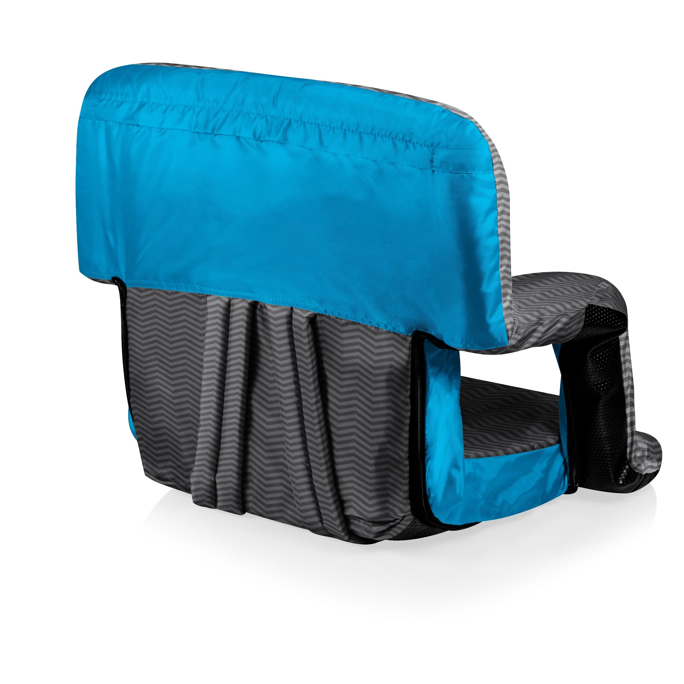 PICNIC TIME Ventura Portable Reclining Stadium Seat with Back Support, Folding Bleacher Chairs with Back and Cushion, Thick Padded Stadium Seat, Armrest, and Six Backrest Positions, (Black, Standard)