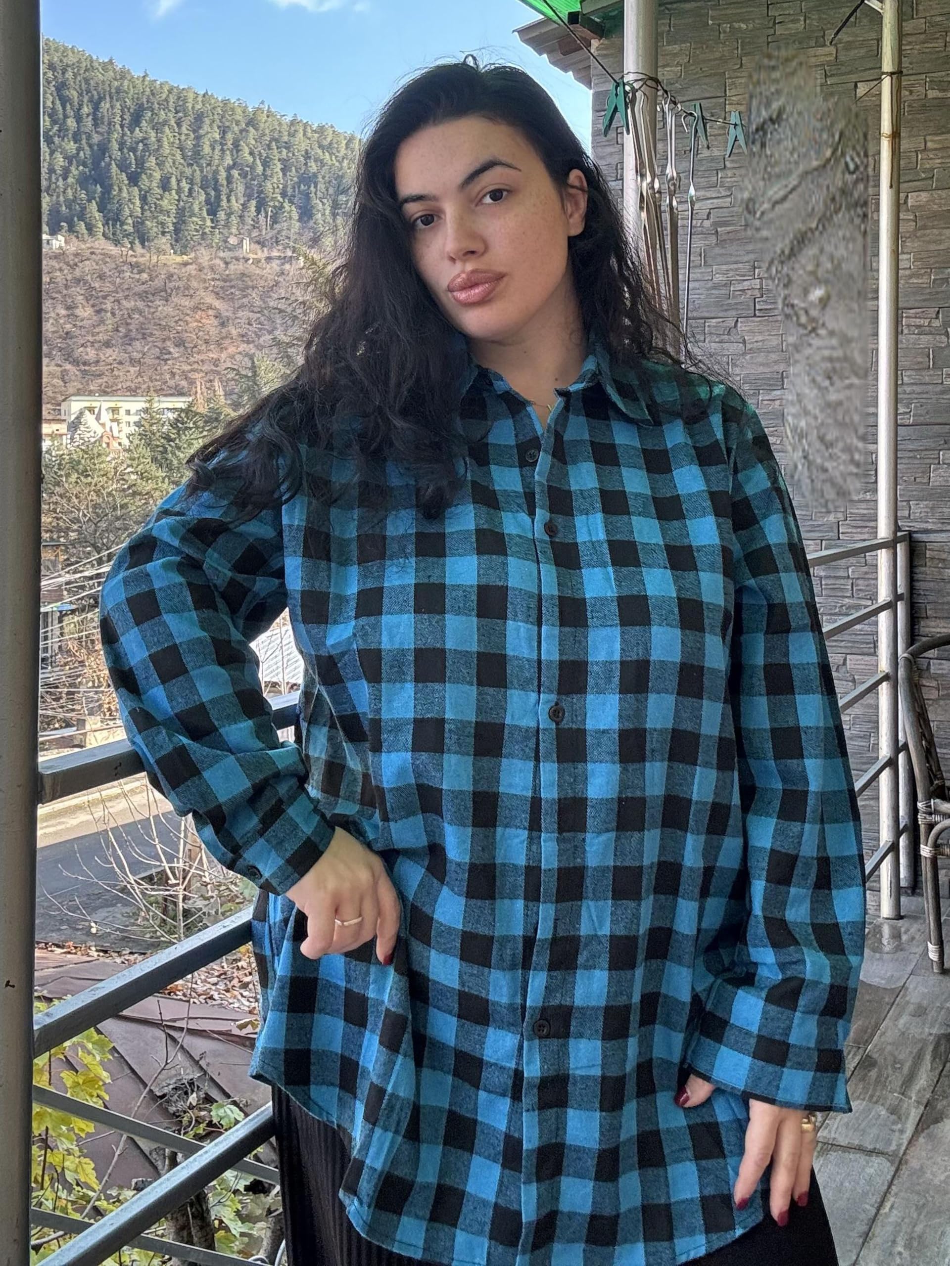 Zeagoo Womens Plus Size Flannel Shirts Plaid Shirts Long Sleeves Casual Button Down Collared Shacket Tops