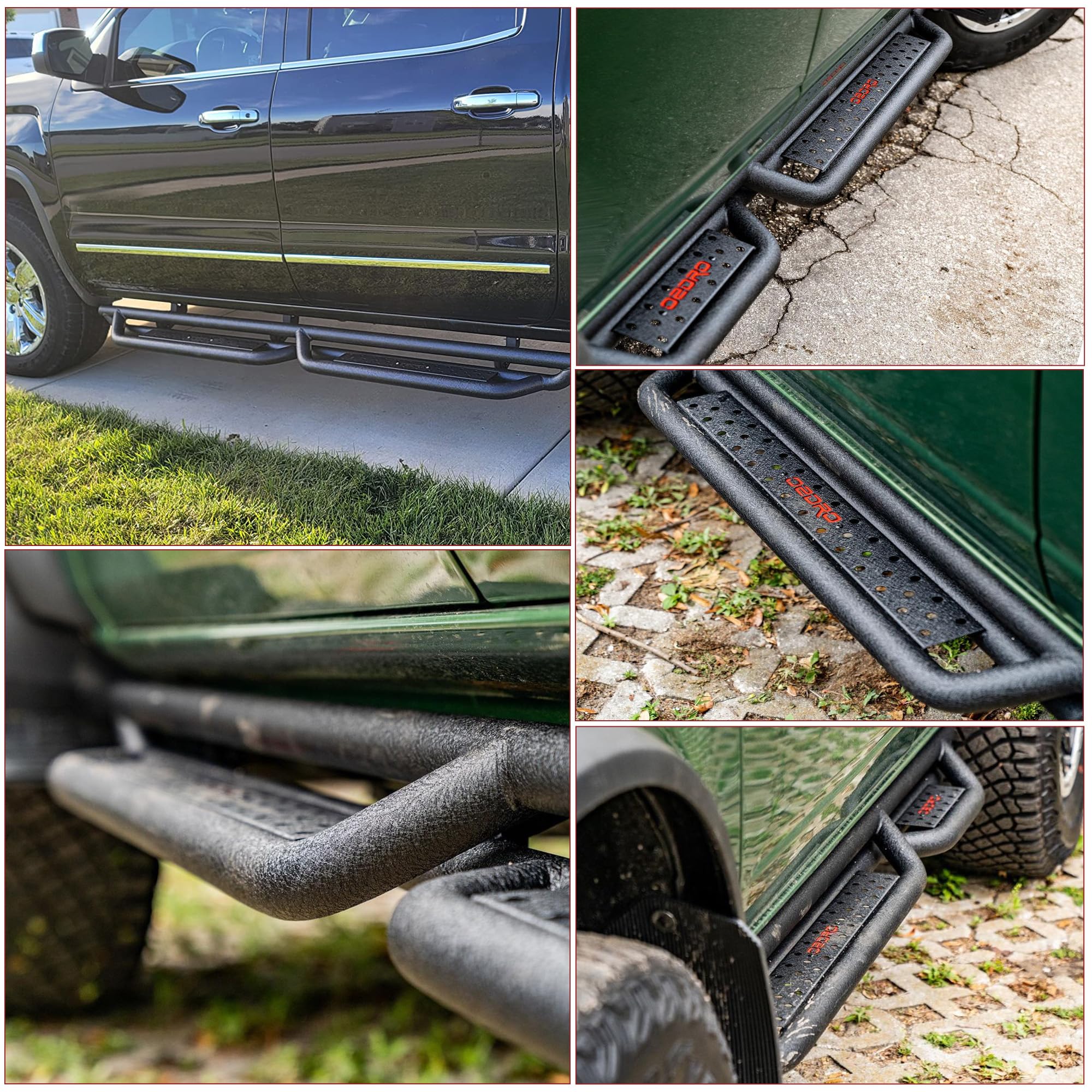 OEDRO Running Boards: Compatible with Chevy Colorado/GMC Canyon 2015-2026 Crew Cab, Side Steps Two-Stairs Bed Access Nerf Bar Rails