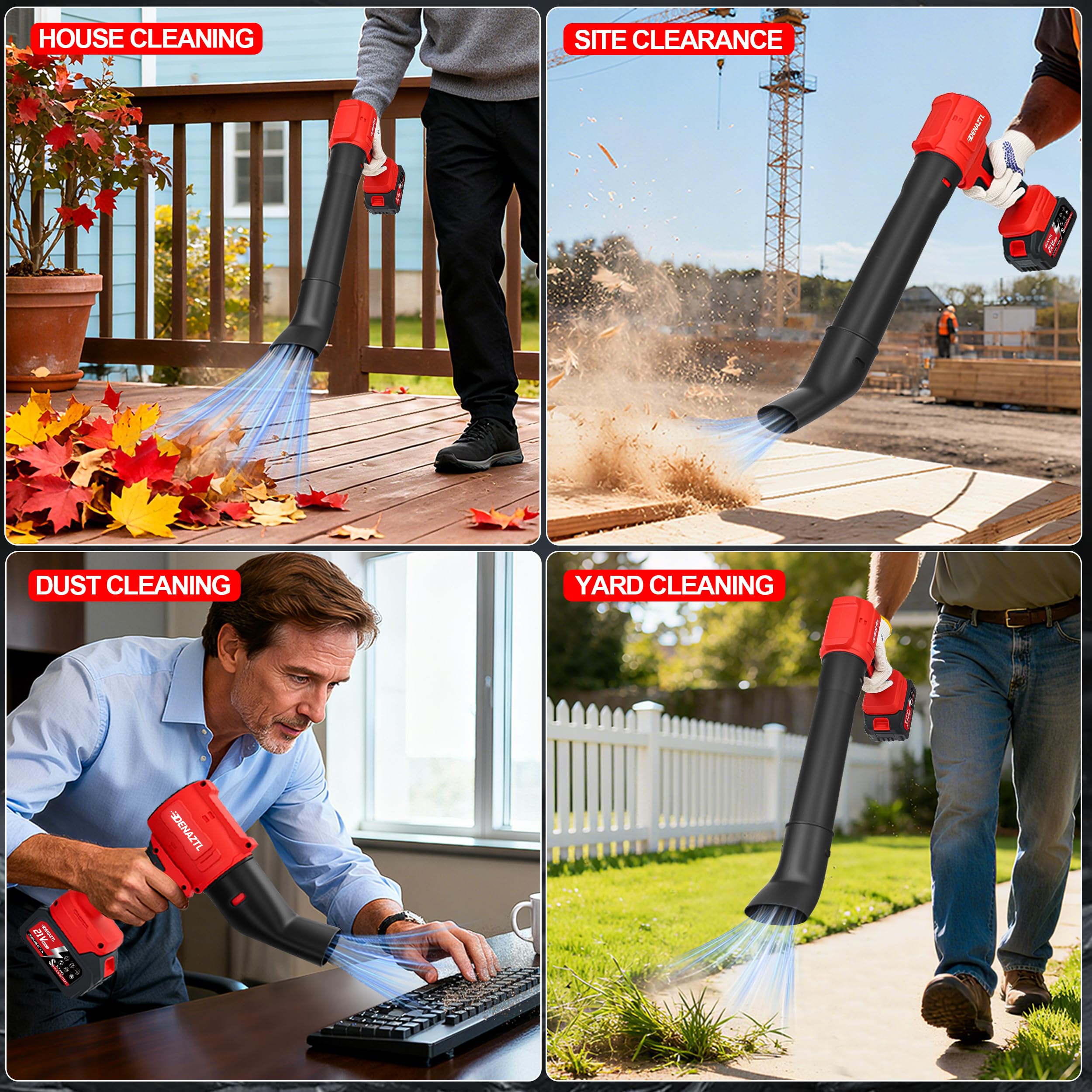 Electric Handheld Leaf Blower Cordless with 2X 4.0Ah Batteries and Charger, 650CFM 160MPH, 2 Extended Nozzles, Portable Mini Lightweight for Seniors Gift, Yard,Patio,Gutter,Lawn Care, Garden Tool