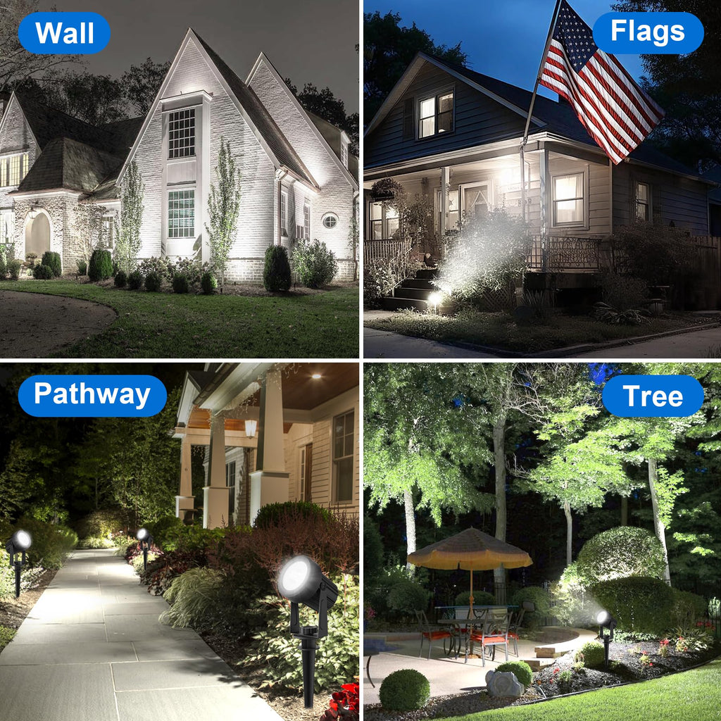 Solar Spot Lights Outdoor, Solar Landscape Spotlights IP65 Waterproof 9.8ft Cable,Auto On/Off Outdoor Wall Lights for Garden Yard Driveway Porch Walkway Pool (3000K Warm White)