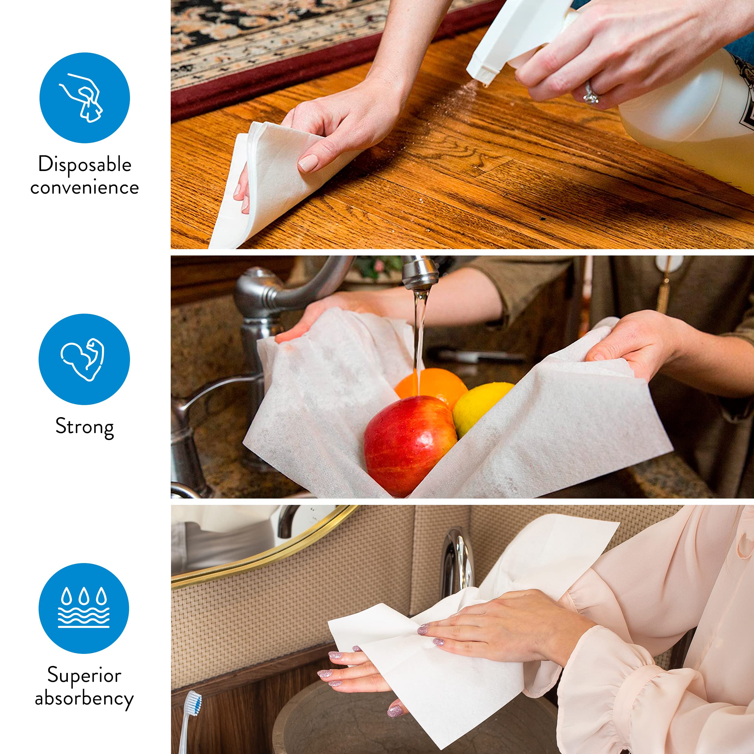 AH AMERICAN HOMESTEAD Disposable Napkins – Premium Guest Towel Napkins, Soft Linen-Feel Guest Towels for Bathroom, Disposable Hand Towels for Kitchen & Entertaining, White 12 x 17 (50 Count-Quilted)