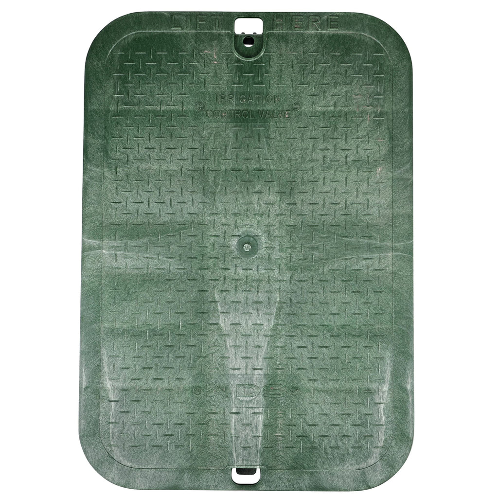 NDS 117BC* 15 in. X 22 in. Rectangular Jumbo Valve Box and Cover, 12 in. Height, Irrigation Control Valve Lettering, Black Box, Green Overlapping Cover, Black/Green