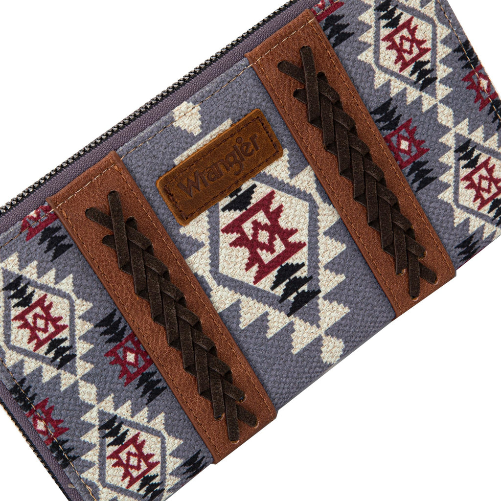 Wrangler Wallet Purse for Women Western Aztec Clutch Wristlet Wallet with Credit Card Holder
