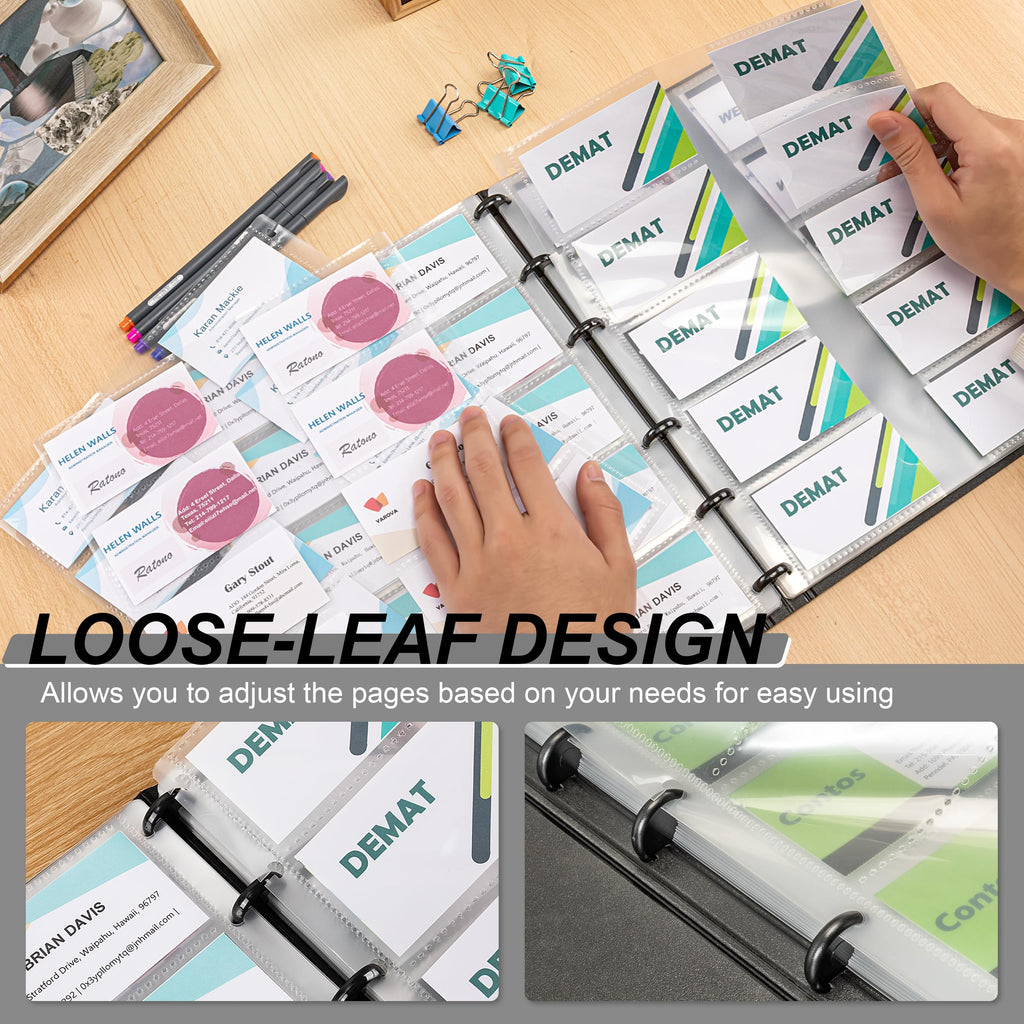 MyLifeUNIT Business Card Book, Name Card Holder Book with 600 Business Cards Capacity, Credit Card Book File Storage (Light Blue)