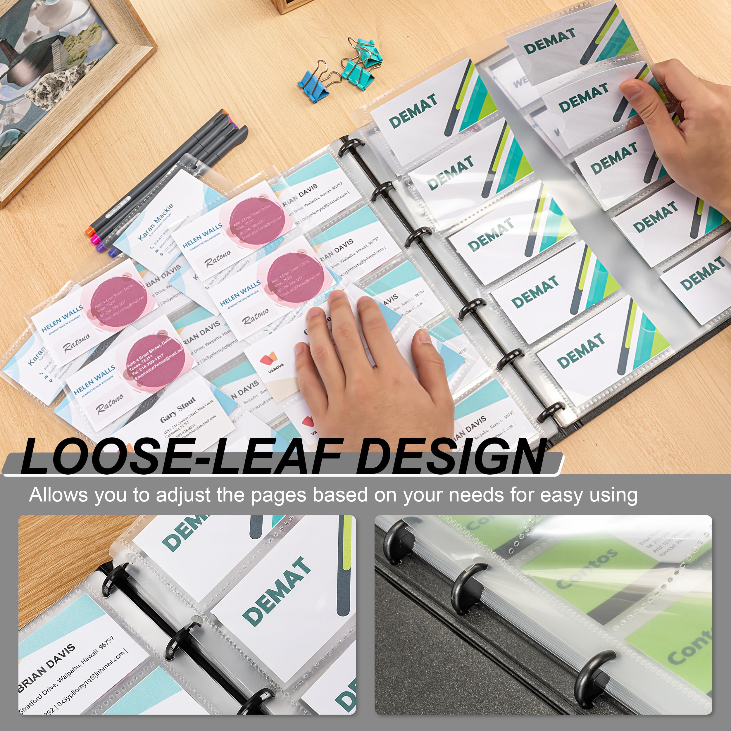 MyLifeUNIT Business Card Book, Name Card Holder Book with 600 Business Cards Capacity, Credit Card Book File Storage (Light Blue)