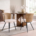 BedsPick Rattan Dining Chairs Set of 2 - Farmhouse Upholstered PE Rattan Kitchen Chair with Boucle Cushion, Wingback Dining Room Seat with Cane Back and Metal Legs for Home, Kitchen (Brown)