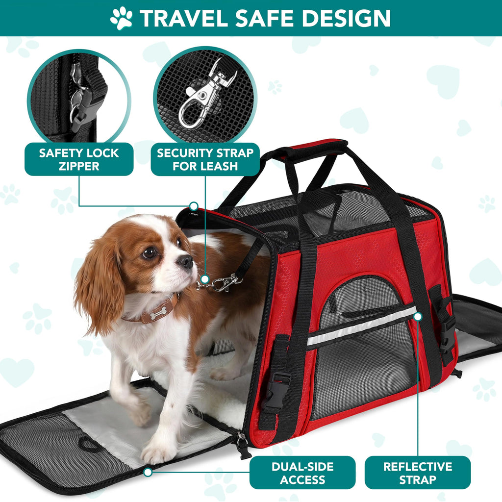 PetAmi Airline Approved Pet Carrier for Cats & Small Dogs, Soft Sided TSA Travel Carrier Bag with Sherpa Bed, Breathable Mesh Ventilation, Collapsible Bowl, Fits Under Seat, Up to 18 lbs, Small Black