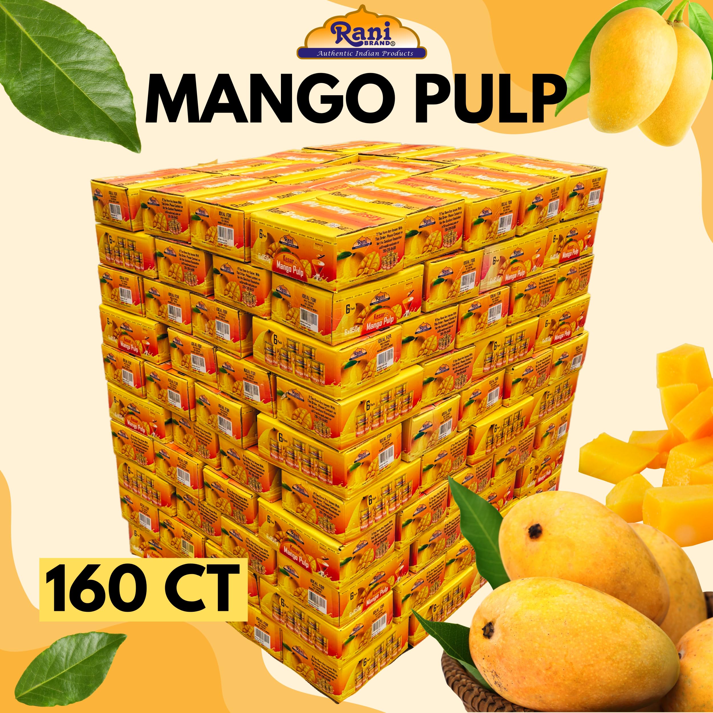 Rani Mango Pulp Puree (Makes Mango Lassi Shakes) Alphonso Sweetened 30oz (1.875lbs) 850g ~ Kosher | All Natural | NON-GMO | Vegan | No colors | Gluten Friendly | Indian Origin