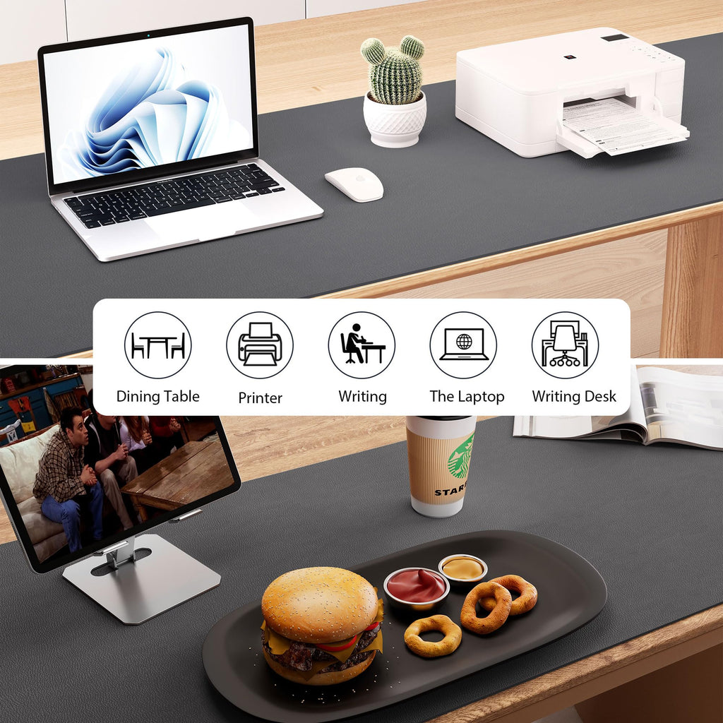 Aothia Leather Desk Pad Protector - Large Mouse Pad, Office Mat, Non-Slip PU Leather Blotter, Laptop Desk Pad, Waterproof Writing Pad for Office and Home (Beige, 38" x 13.7")