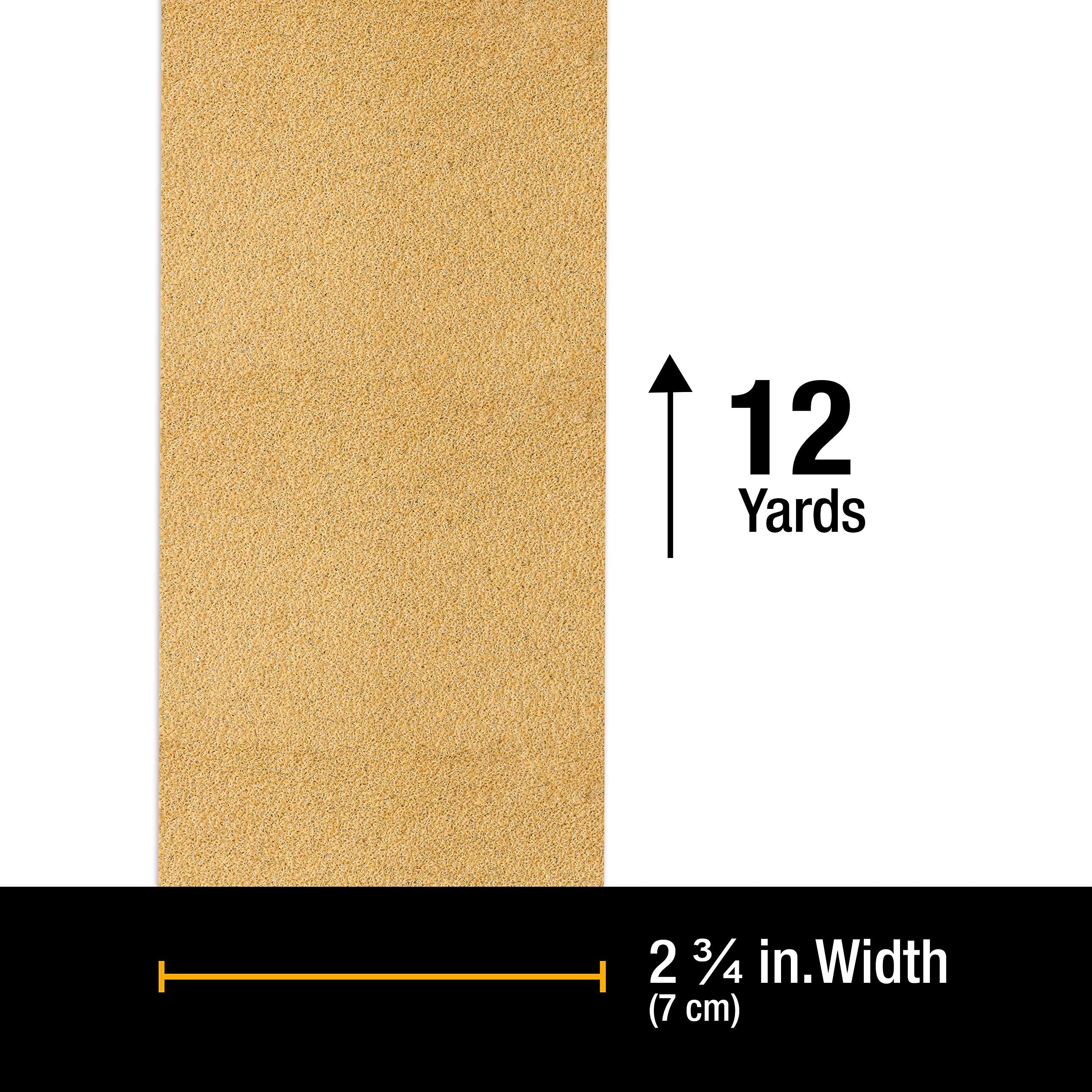 Dura-Gold Premium - 40 Grit Gold - Hook & Loop Backing Longboard Continuous Sandpaper Roll, 2-3/4" Wide, 12 Yards Long - For Automotive & Woodworking Air File Long Board Sanders, Hand Sanding Blocks