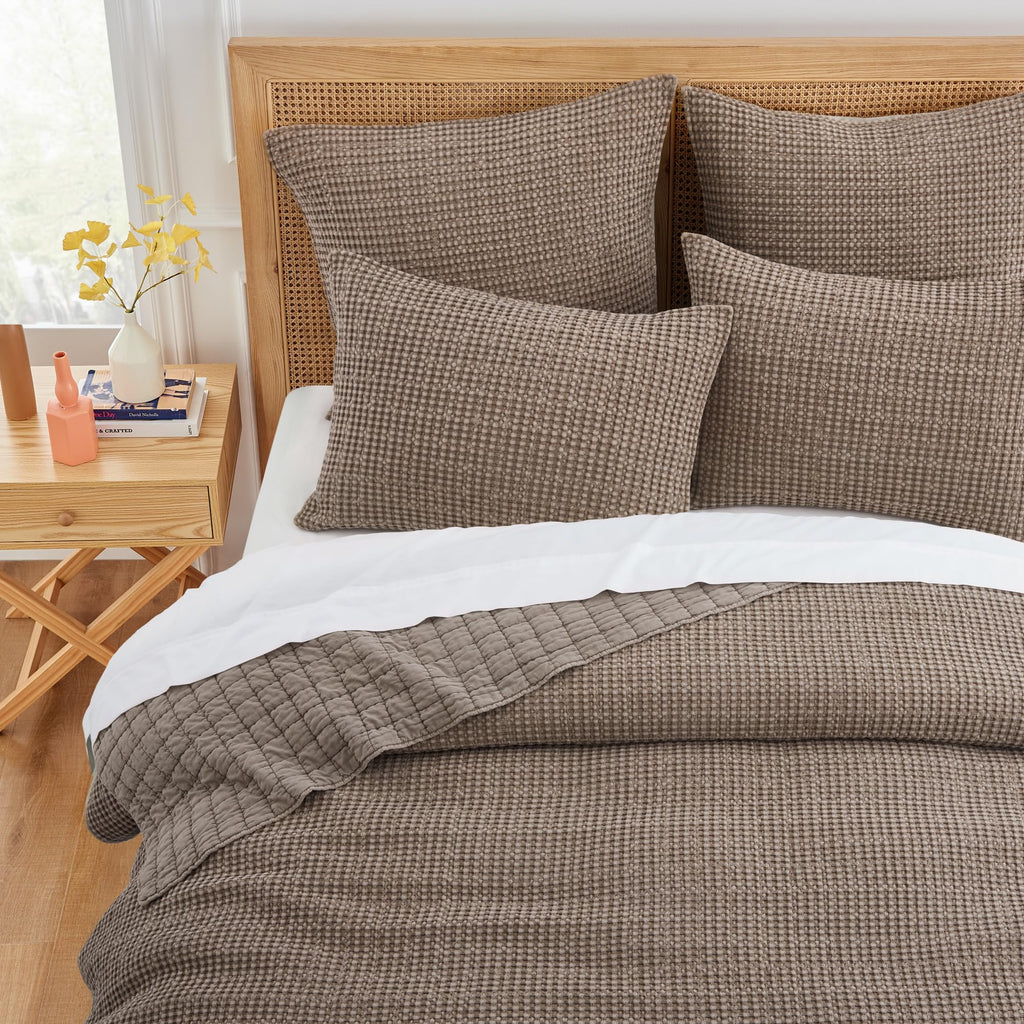 Levtex Home Mills Waffle Twin Bedspread Set (84x104in) with 1 Pillow Sham (26x20in) - Adobe - 100% Cotton Twin Size Bedspread Set - Lightweight, Soft, Pre-Washed