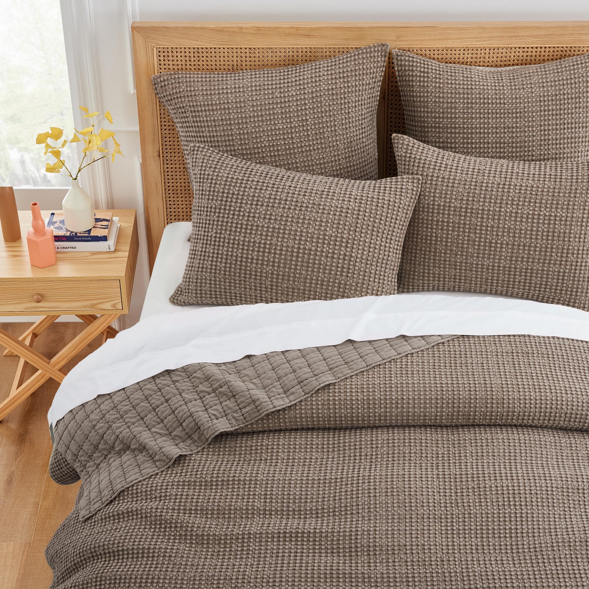 Levtex Home Mills Waffle Twin Bedspread Set (84x104in) with 1 Pillow Sham (26x20in) - Adobe - 100% Cotton Twin Size Bedspread Set - Lightweight, Soft, Pre-Washed