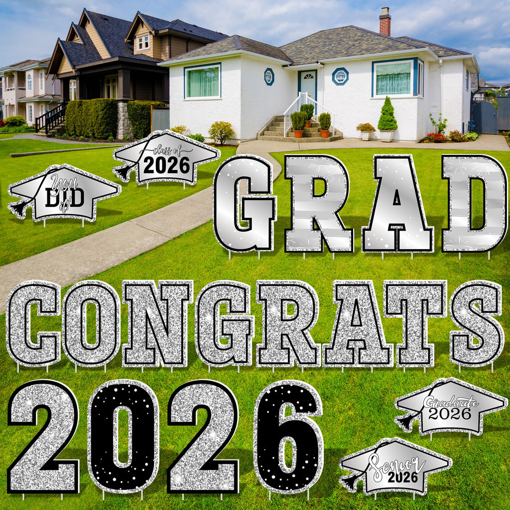 HOVACY 20 PCS Black Gold Graduation Yard Signs Class of 2026 | Black Gold 20 PCS, 40 Stakes, 11.57 x 16.14 in, Corrugated Plastic, Waterproof, Congrats Grad Sign, Graduation Sign