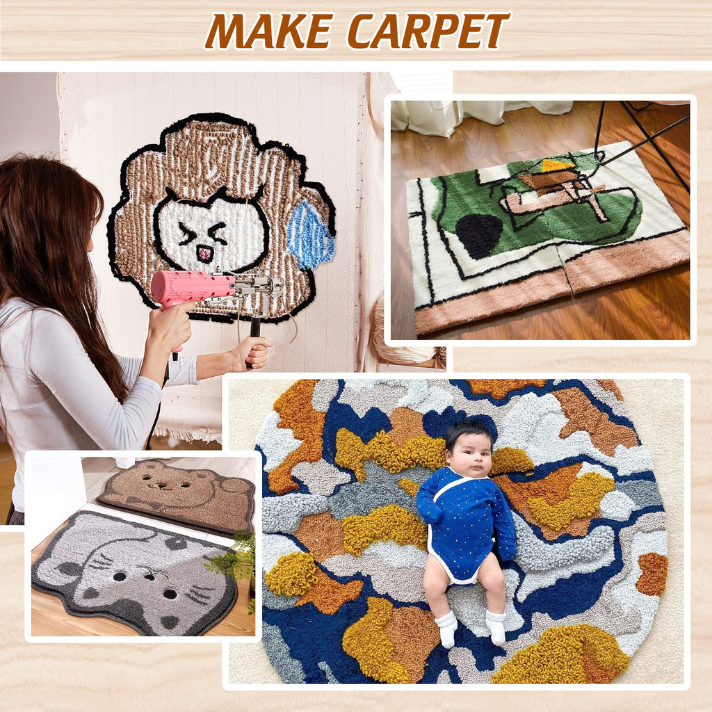 BESGEER Rug Tufting Frame with Tufting Cloth, 29.5” x 29.5” Wooden Frame Rug Making Supplies for Tufting Gun, Table Stand Frame Carpet Making