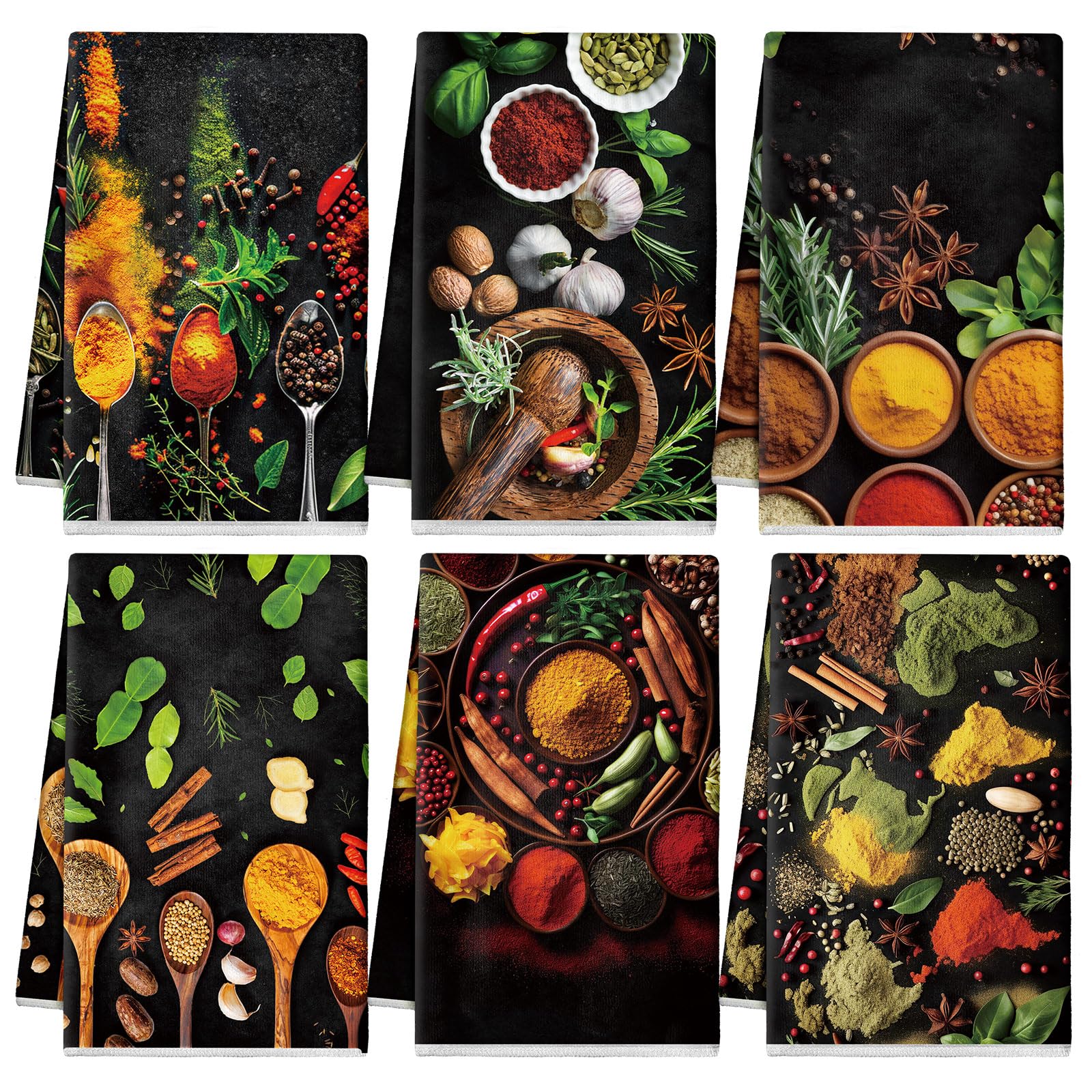 Breling Set of 6 Summer Beach Kitchen Towels Coastal Dish Towel Bathroom Decorative Sea Palm Trees Cloths for Kitchen Bathroom Home Cooking Housewarming Gifts, 14 x 21 Inch