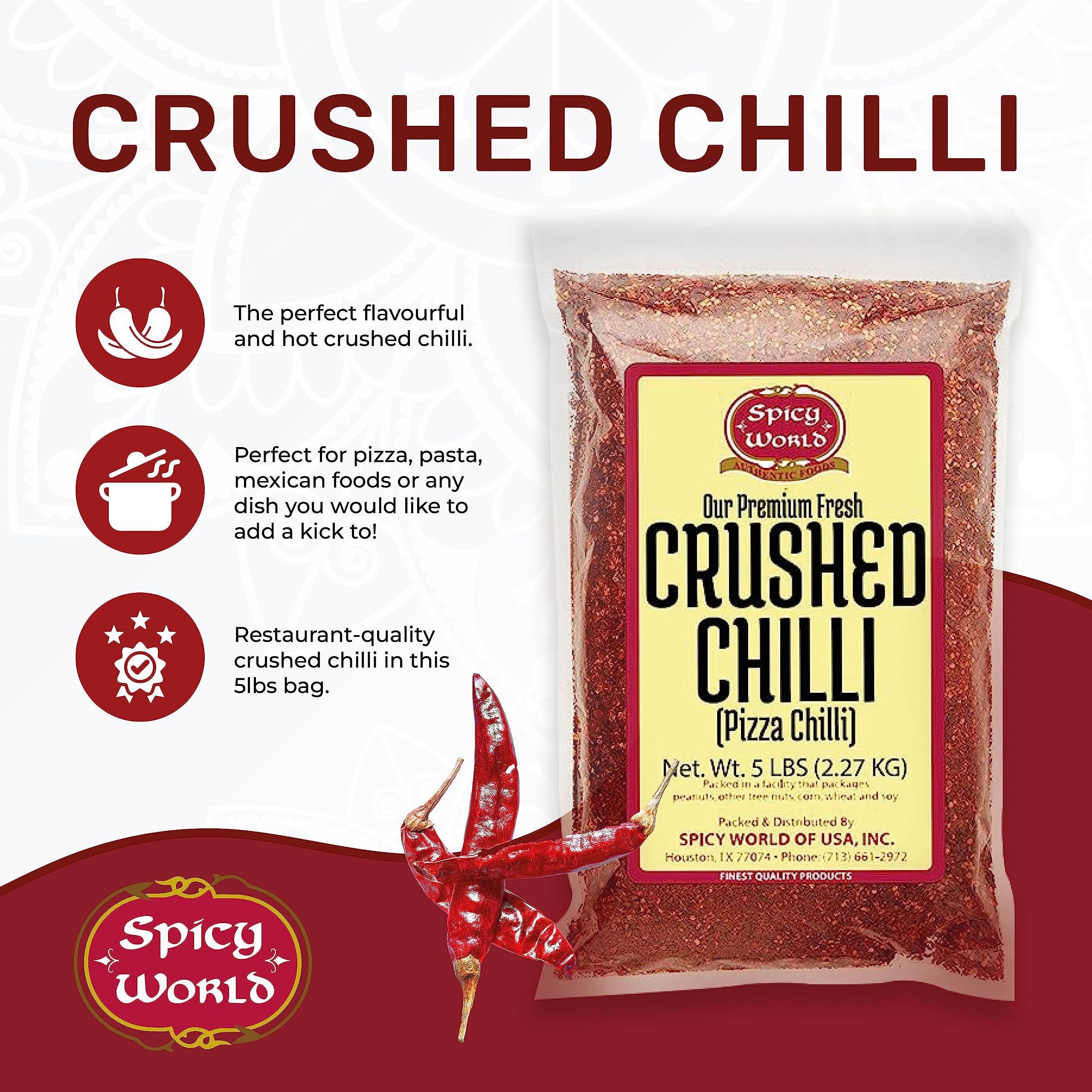 Crushed Red Pepper Flakes 5 Pound Bulk Value Pack - Chili Flakes - by Spicy World