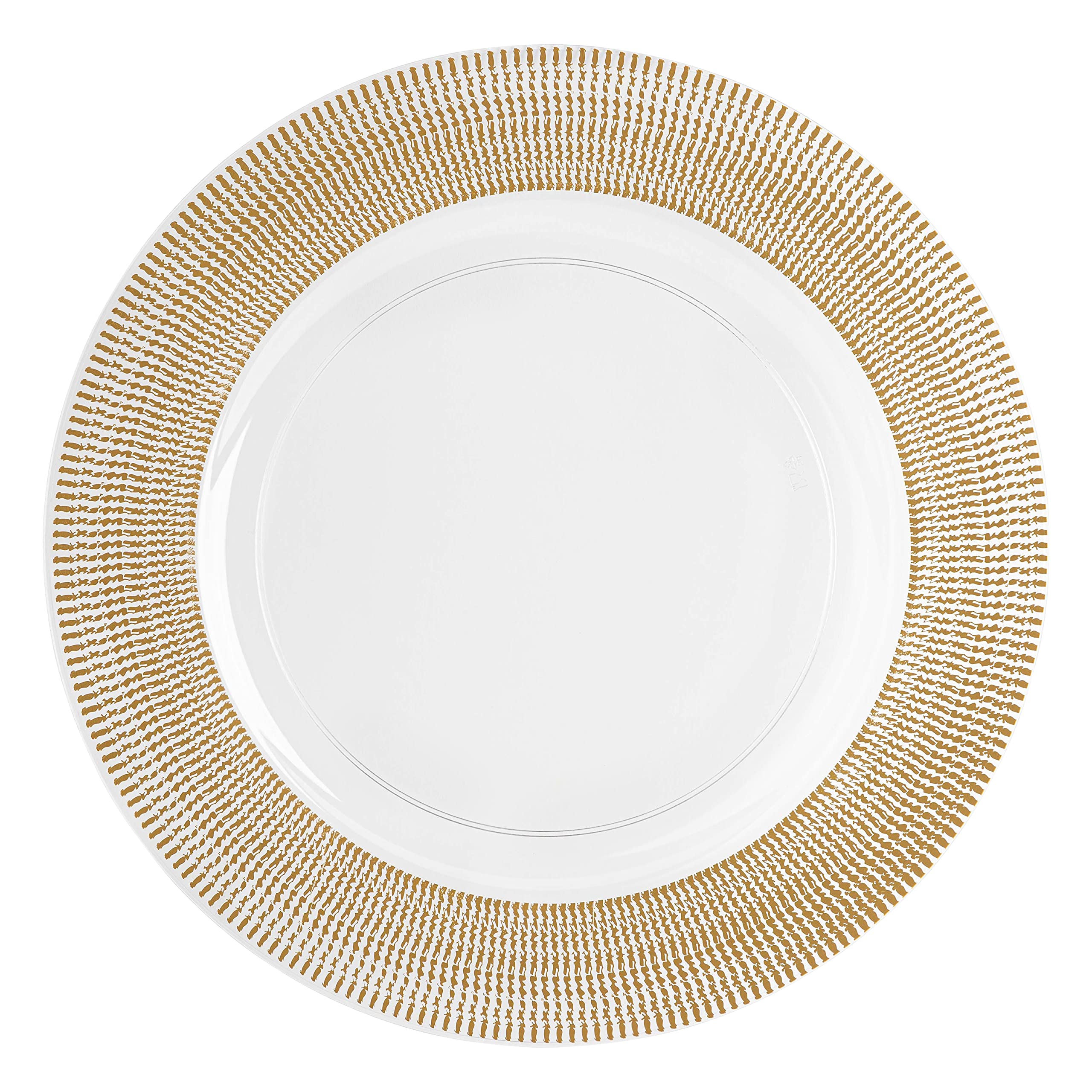 PARTY BARGAINS 13-Inch Charger Plates - 96 Pack, Clear Gold Rim, Heavy-Duty Disposable Chargers for Elegant Dining - Ideal for Weddings and Formal Events