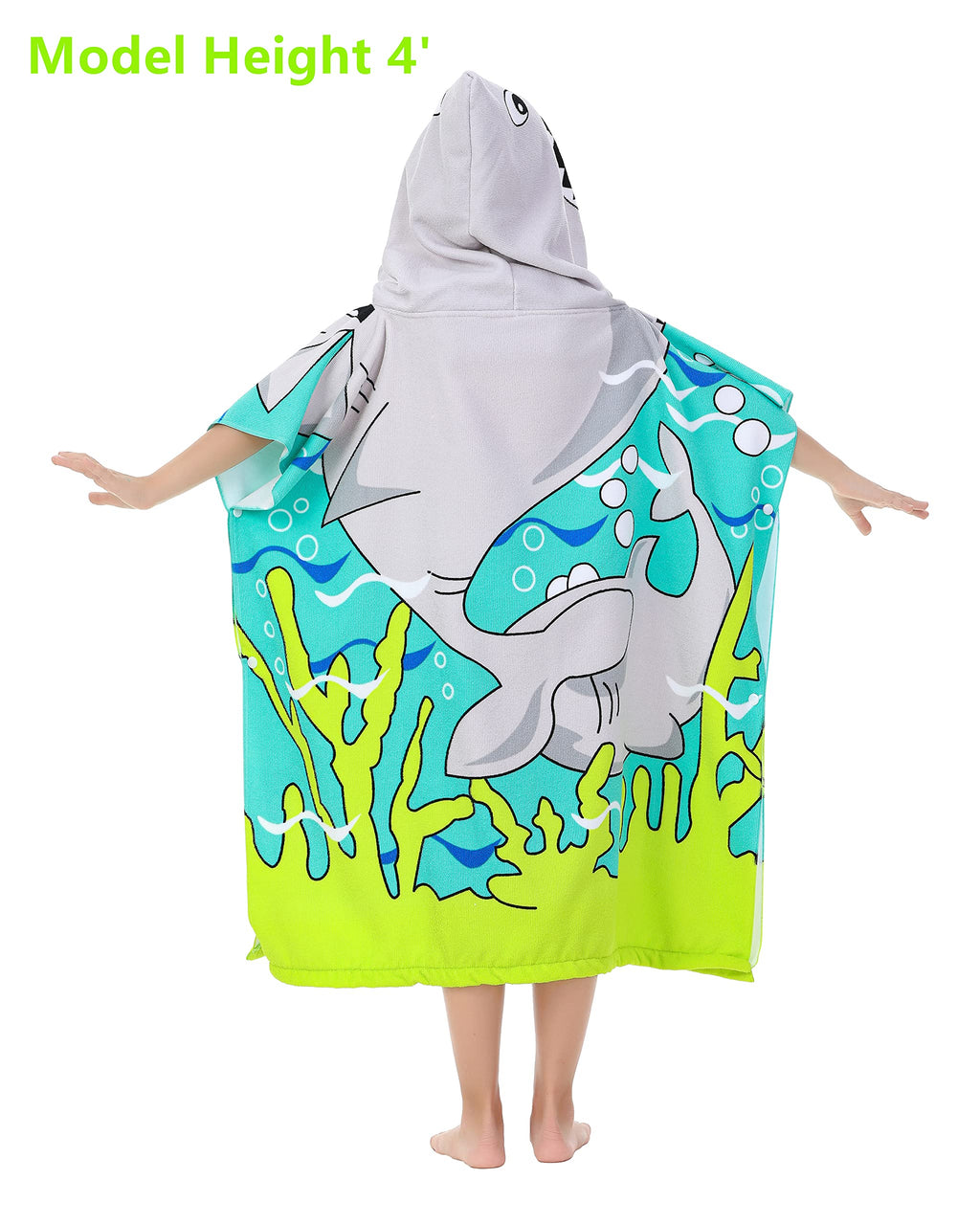 Soft Microfiber Swim Cover-ups for 3 to 10 Years Old Kids Hooded Bath Beach Poncho Towels (Alligator, Fits 3-10 Years)