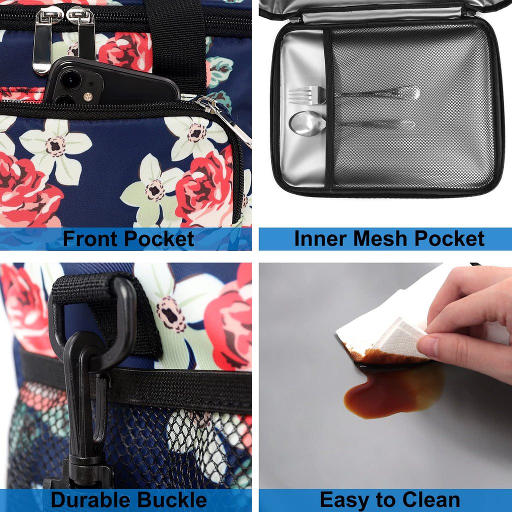 Femuar Lunch Bags for Women/Men, Insulated Lunch Bag for Work Office Picnic - Large Lunch Cooler Bag Leakproof Lunch Box with Adjustable Shoulder Strap for Adults - Grey (15L)