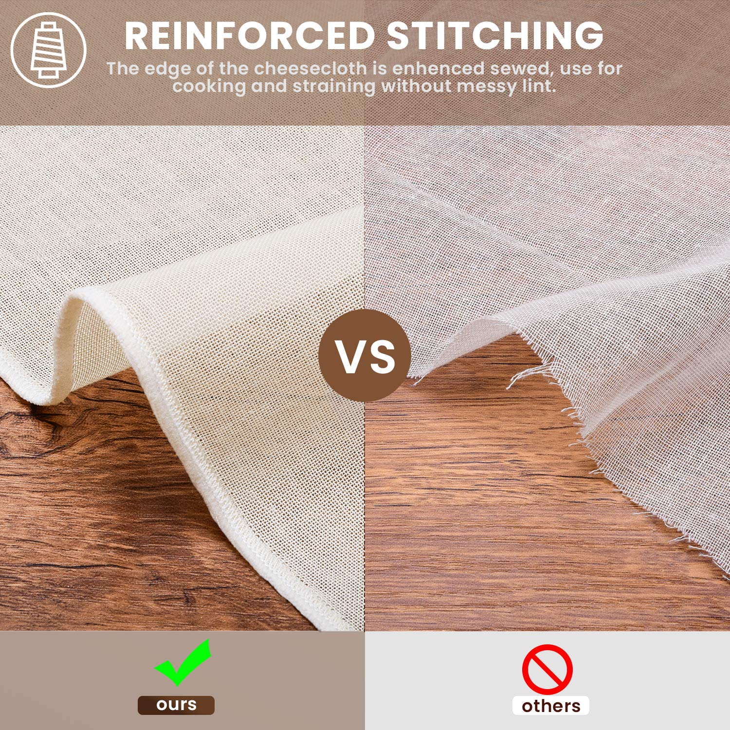 Precut Cheesecloth, 15 x 15'' 4 Pack, Grade 100, Ultra Fine Cheese Cloth for Straining & Cooking, 100% Unbleached Cotton Muslin Cloth for Making Cheese