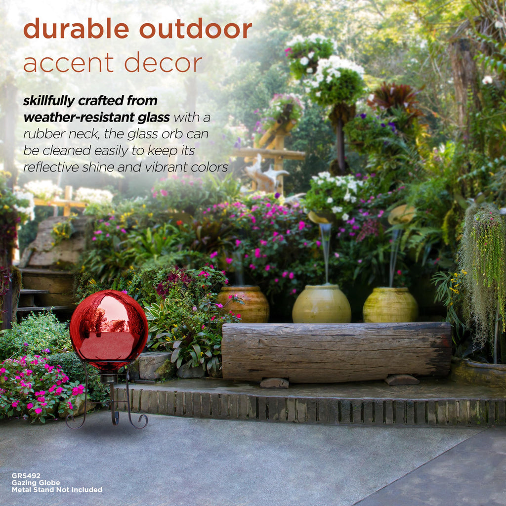 Alpine Corporation | 10" Indoor/Outdoor Glass Gazing Globe — Festive Garden & Yard Décor Accent — Blue