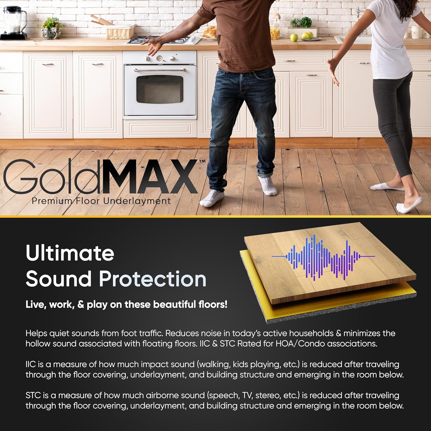GoldMax Premium Floor Underlayment - 200 sqft Roll - 3mm Thick - with Moisture Barrier