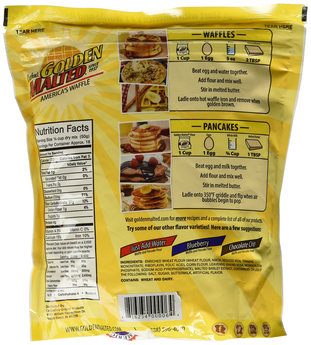 Golden Malted Pancake & Waffle Flour, Original, 33-Ounce Cans (Pack of 3) (Packaging May Vary)