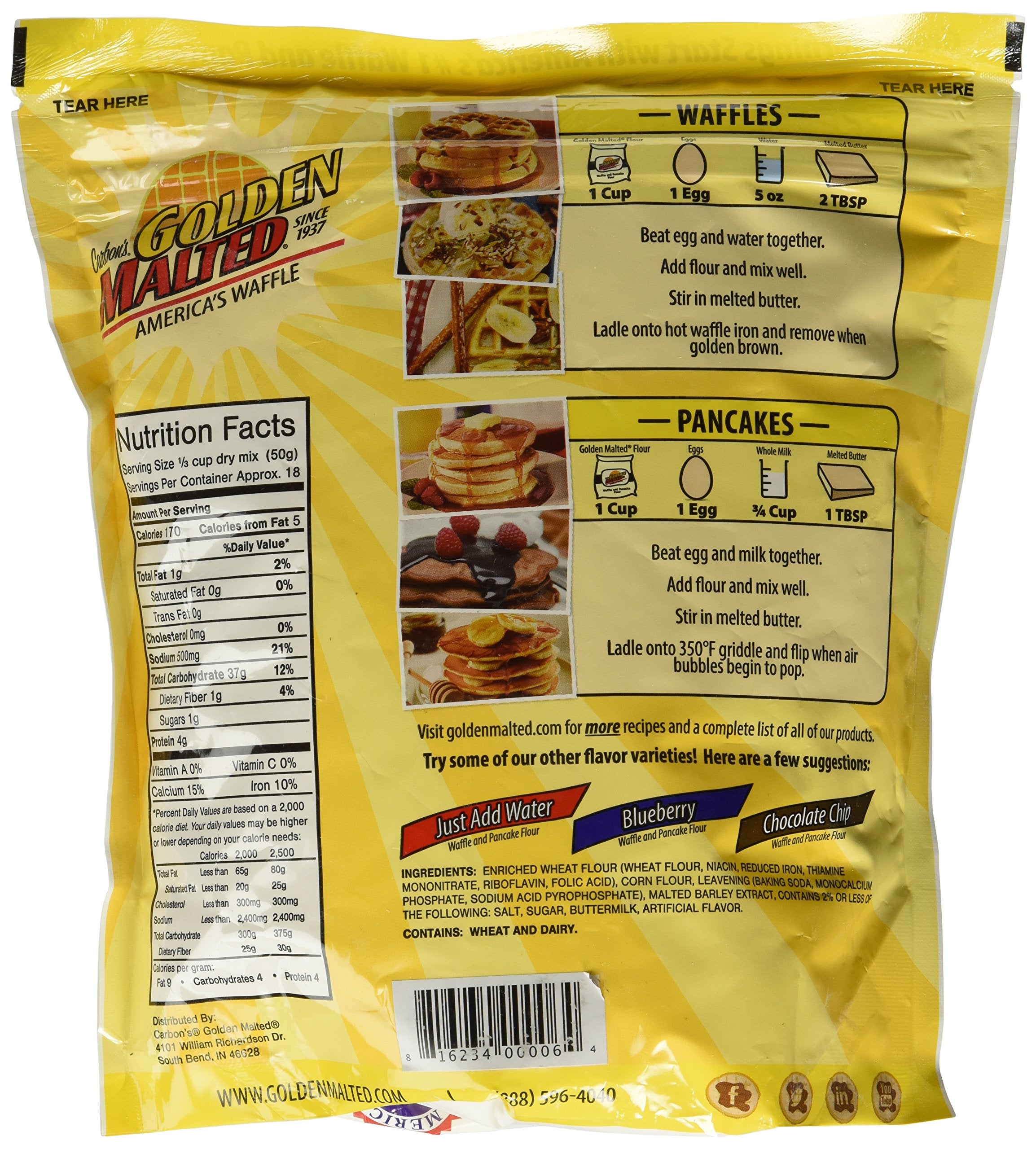 Golden Malted Pancake & Waffle Flour, Original, 33-Ounce Cans (Pack of 3) (Packaging May Vary)
