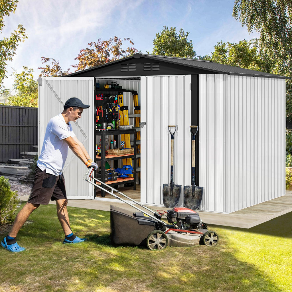 DWVO 6x4ft Outdoor Storage Shed, Lockable Metal Tool Storage Sheds, Waterproof Garden Sheds with Vents for Backyard, Patio, Garage, Lawn, Dark Gray