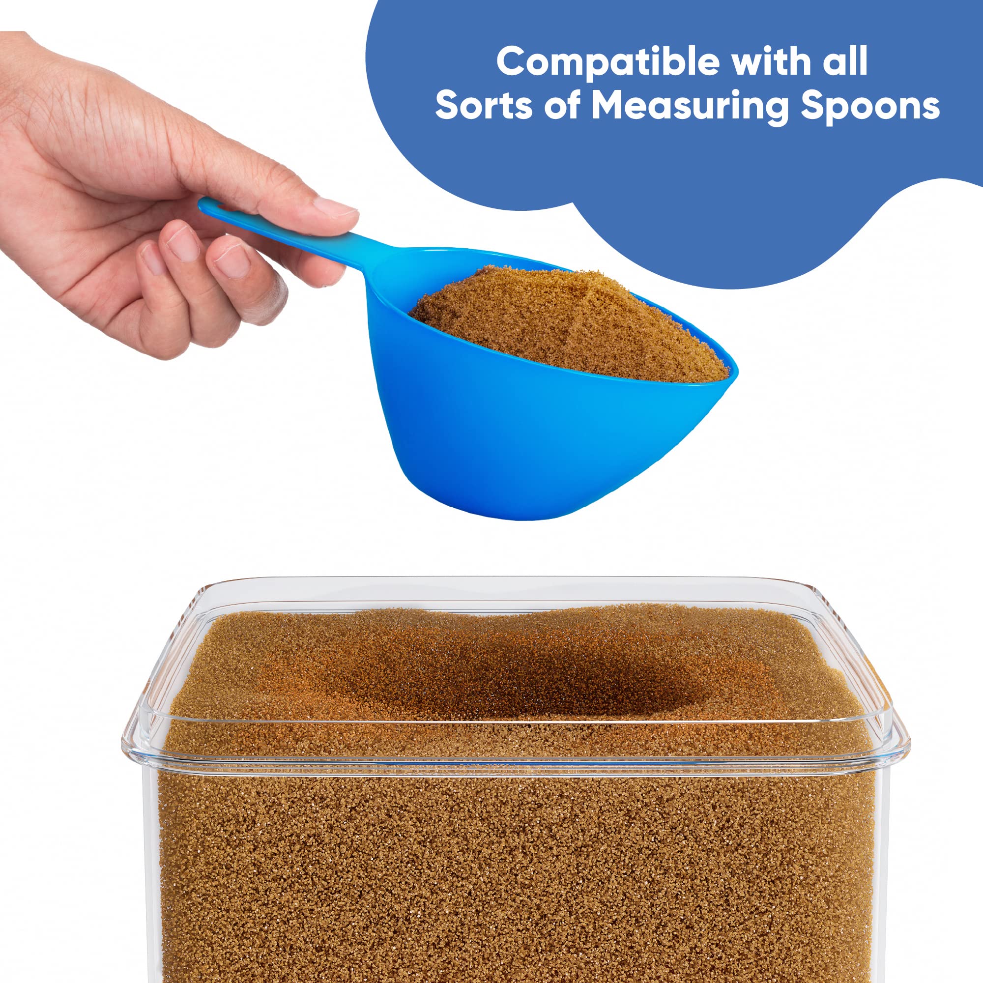 Chef's Path Kitchen Storage Box Set of 4 Extra Large Airtight Food Storage Jars for Sugar Flour Cereal Rice - Measuring Spoons, Pen and Food Preservation Labels (5.2 L)