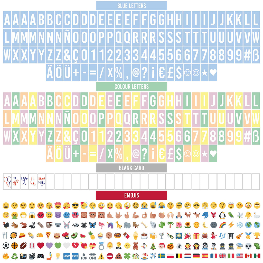 BONNYCO Blue Cinema Light Box with 400 Letters, Emojis and 2 Markers. Led Light Box Boy Bedroom Decor, Baby Shower. Cinema Led Sign Letters Board Gifts for Boys, Children for Birthdays Christmas