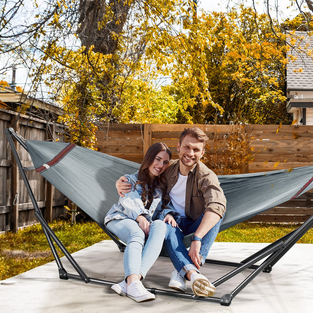 Tranquillo Unity Adjustable Hammock Stand, Hammocks Stands for The Garden, 800 lbs Capacity Steel Double Hammock Stand for 2 Persons, Premium Pre-Assembled Stand (Steel, Aegean)