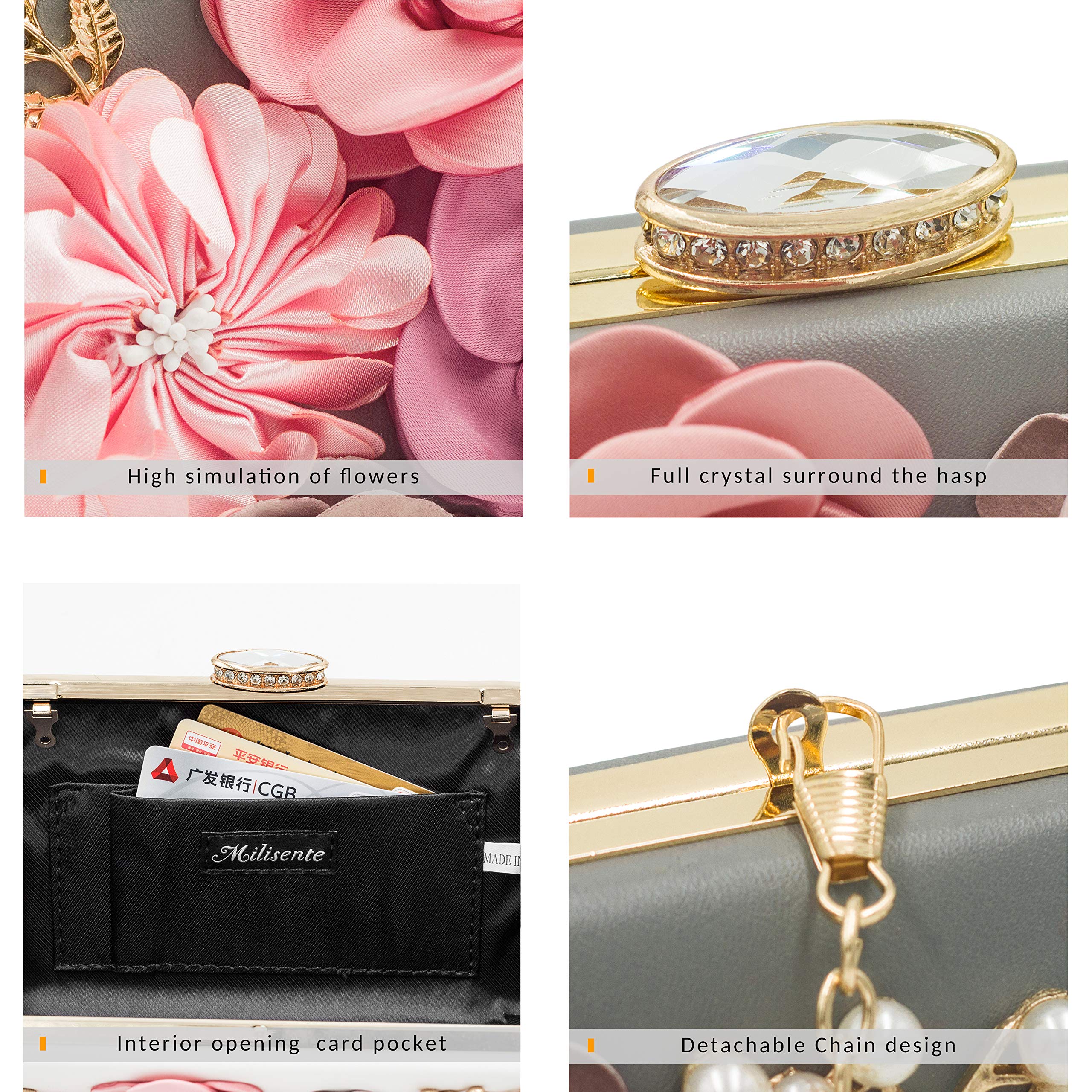 Evening Bag for Women, Flower Wedding Evening Clutch Purse Bride Floral Clutch Bag