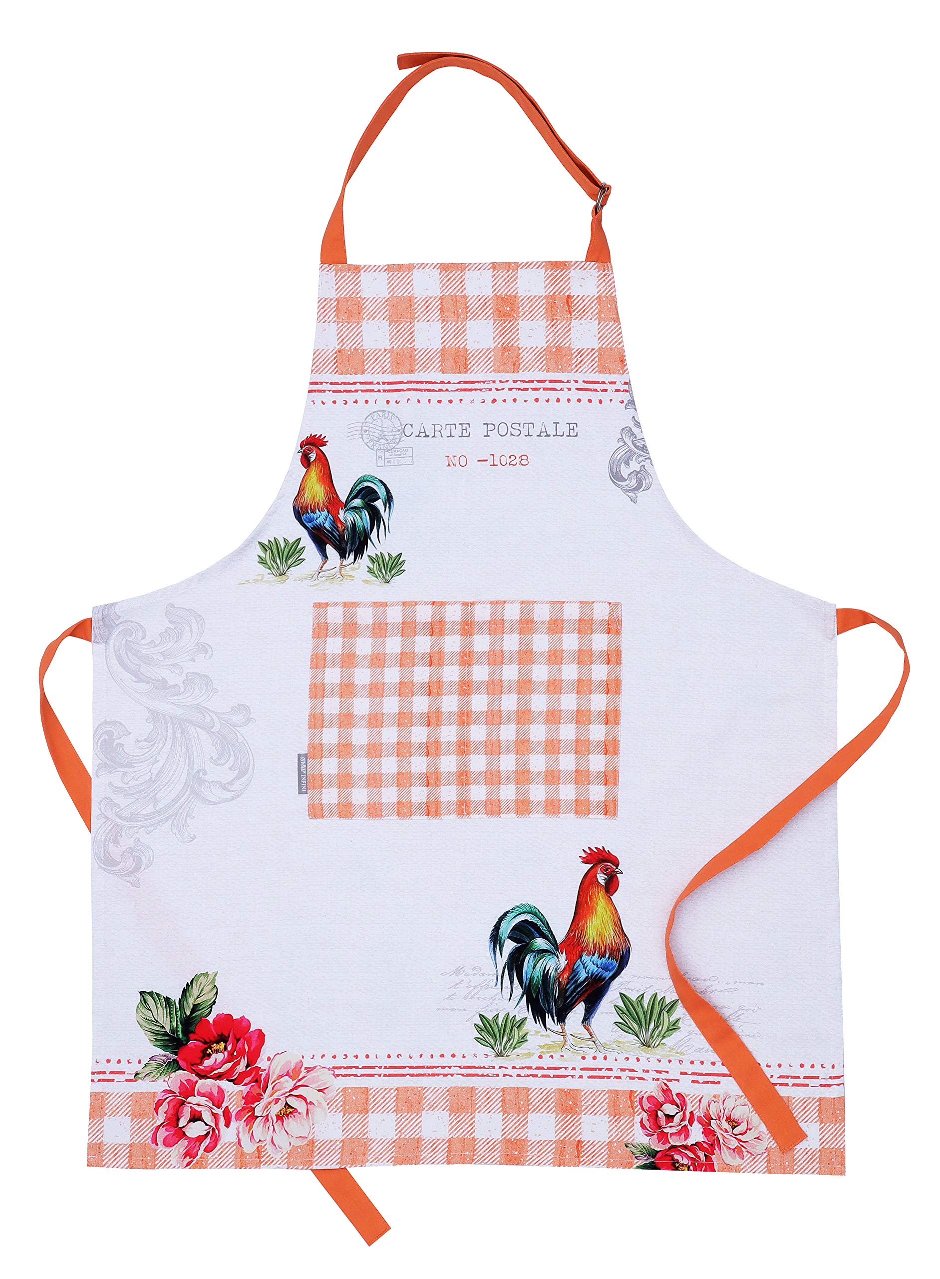 AMOUR INFINI Cotton Aprons for Women with Pocket, Adjustable Strap & Waist Ties - Washable Aprons for Baking, Cooking, Gardening (27.5 x 33 Inches - Blooming Floral)