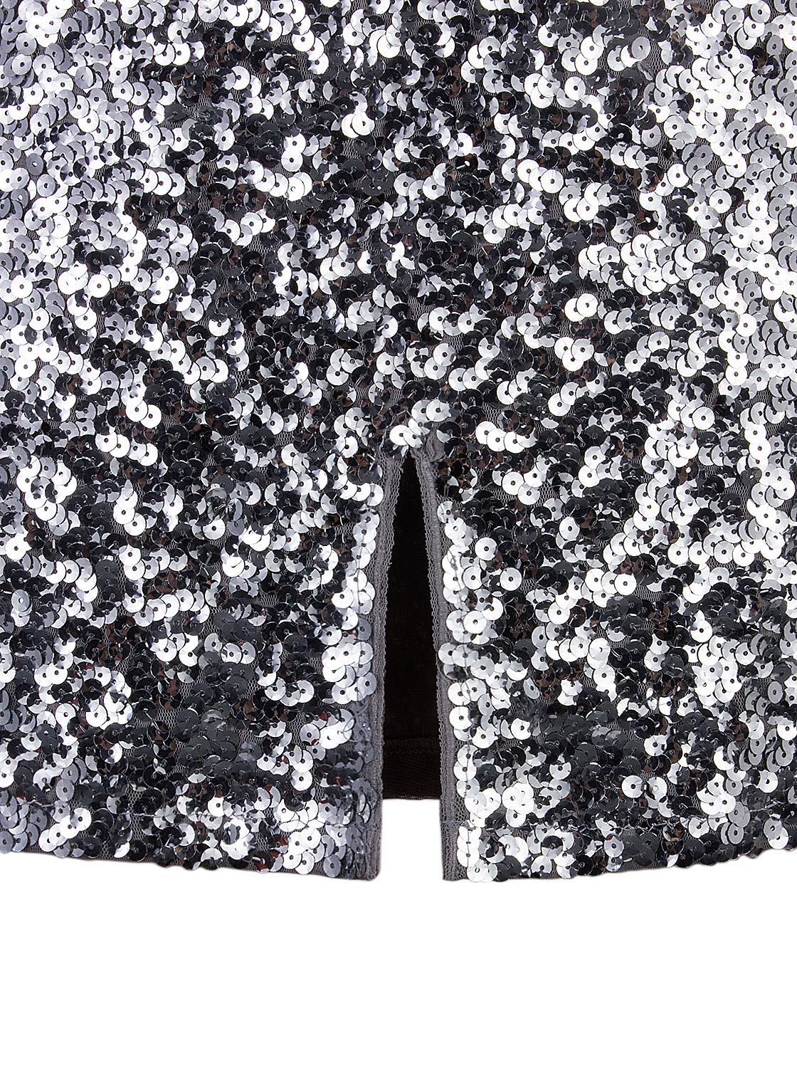Vijiv Women's Sequin Skirt Midi High Waist Elegant Stretchy Sparkle Side Slit Pencil Skirt Party Cocktail