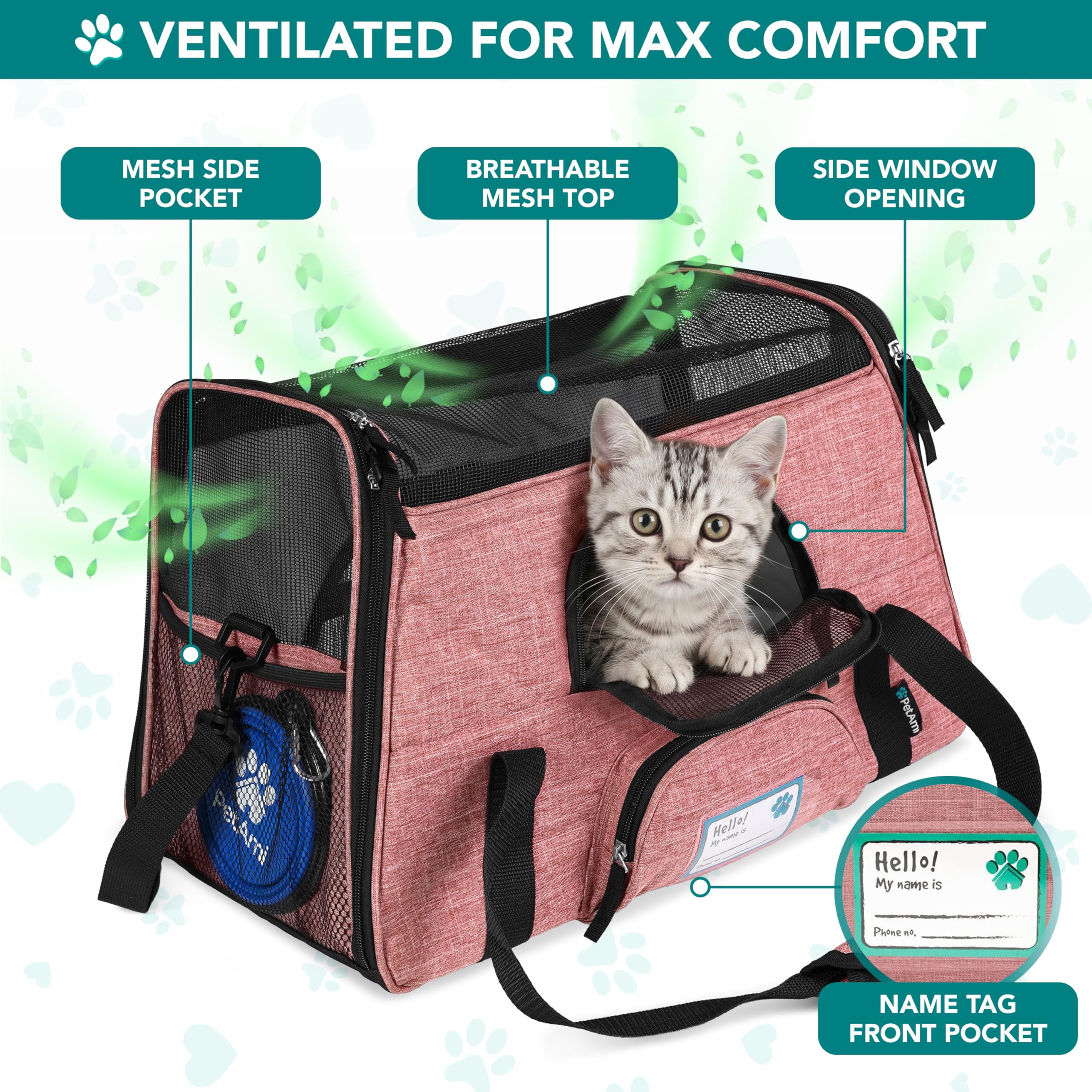 PetAmi Airline Approved Pet Carrier for Cats & Small Dogs, Soft Sided TSA Travel Carrier Bag with Sherpa Bed, Breathable Mesh Ventilation, Collapsible Bowl, Fits Under Seat, Up to 18 lbs, Small Black
