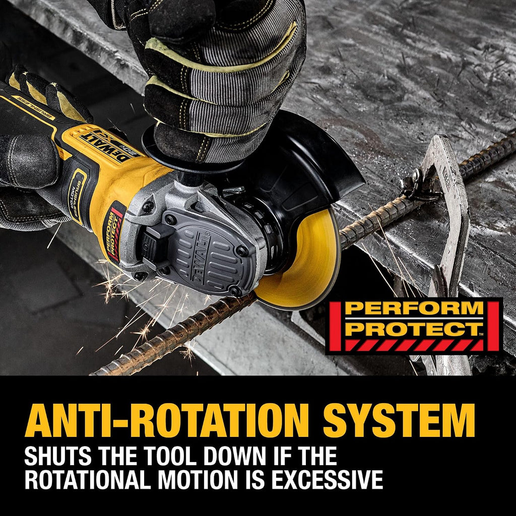 DEWALT 20V MAX XR Brushless Cordless Angle Grinder, 4-1/2 in. - 5 in., Variable Speed, Anti-Rotation, Paddle Switch (Tool Only) (DCG410VSB)