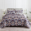 HoneiLife Quilt Sets Twin Size - 2 Piece Microfiber Quilts Reversible Bedspreads Patchwork Coverlets Floral Bedding Set All Season Quilts with Blue and White Porcelain Pattern