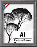 Barnwood Gray A1 Picture Frame .75" Inch Wide - Handmade American Solid Wood Picture Frames with Preinstalled Hangers and UV Blocking Plexiglass Frames