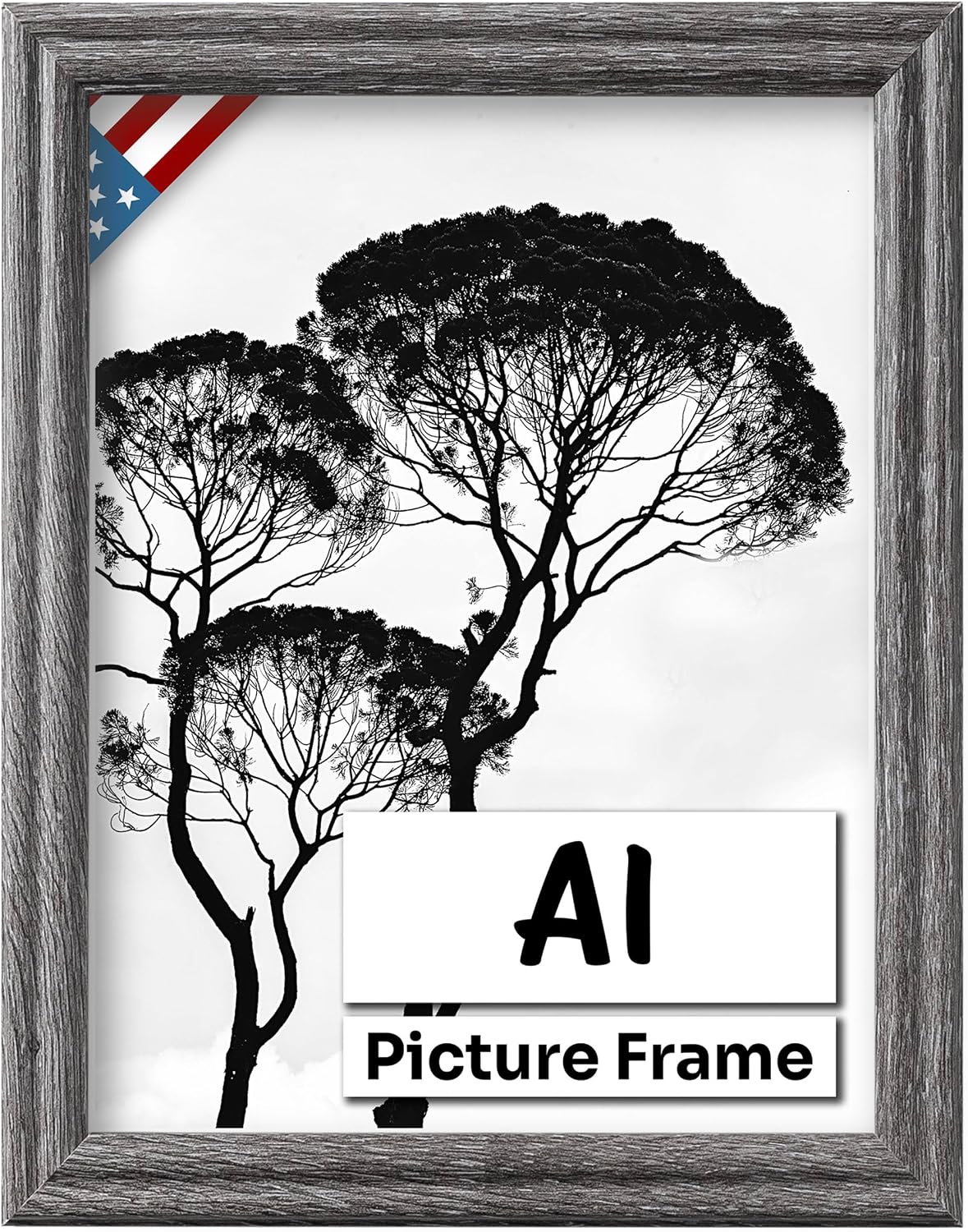 Barnwood Gray A1 Picture Frame .75" Inch Wide - Handmade American Solid Wood Picture Frames with Preinstalled Hangers and UV Blocking Plexiglass Frames