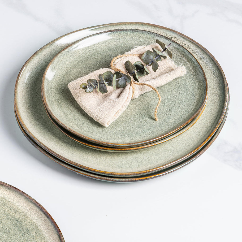 AmorArc 8.5" Ceramic Plates Set of 6 | Handmade Stoneware with Reactive Glaze for Dessert, Salad, Appetizer & Dinner | Microwave/Dishwasher Safe, Scratch Resistant