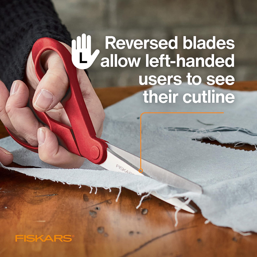 Fiskars 8" Original Orange-Handled Stainless Steel Scissors, Ergonomic and Keeps Material Flat, Sharp All-Purpose Paper and Fabric Scissors for Office, Arts, and Crafts