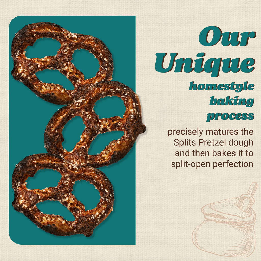 Unique Snacks Extra Dark Splits Pretzels, Original Split-Open Pretzels, Delicious Homestyle-Baked Snack Bag, Vegan, OU Kosher, and Non-GMO Food, No Artificial Flavor, 2 Oz. Bag, Pack of 12