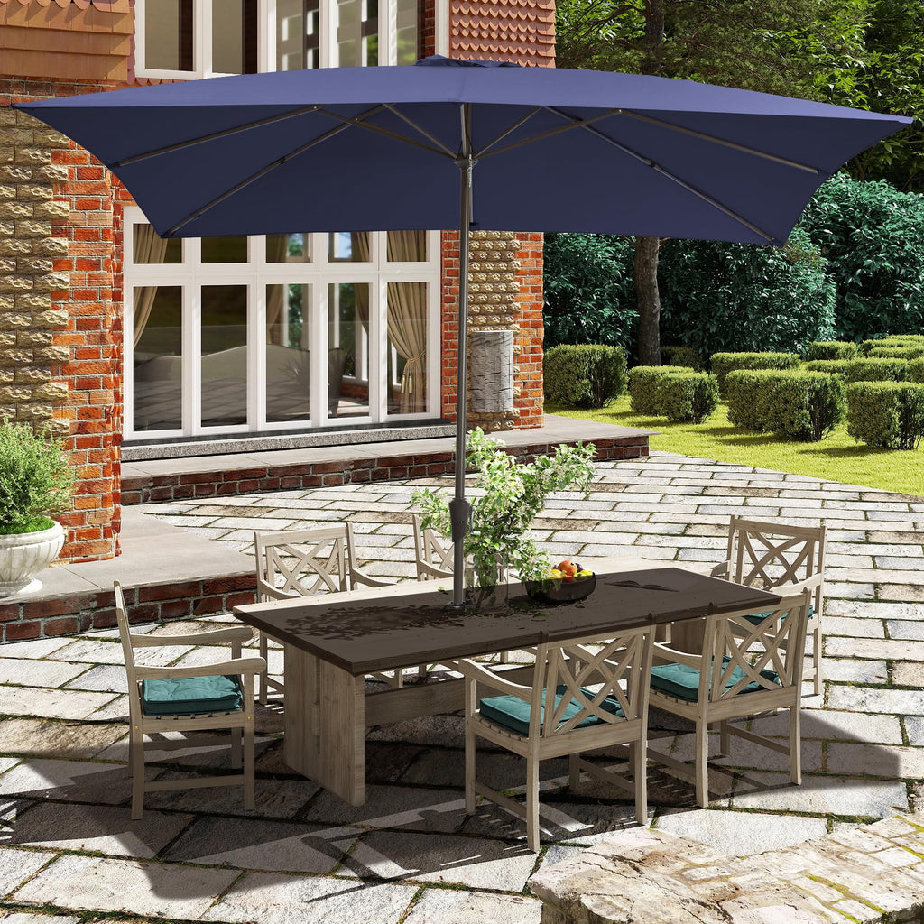 Ayge 6.5x10FT Rectangular Patio Umbrella Outdoor Table Umbrella w/Push Button Tilt & Crank Rectangle Market Umbrella UV Protection for Garden,Deck,Lawn,Yard & Pool,Beige
